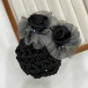 Women Hair Bun Cover Net Snood Hairnet Bow Barrette French Hair Clip Bow Ribbon Flower Hair Accessories For Banks Hotels Staff