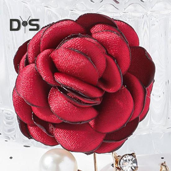 Faux Pearl Fabric Rose Brooch Artificial Flower Brooch Pin for Women Rhinestone Lapel Pin Clothing Accessories for Coat Hat Bag
