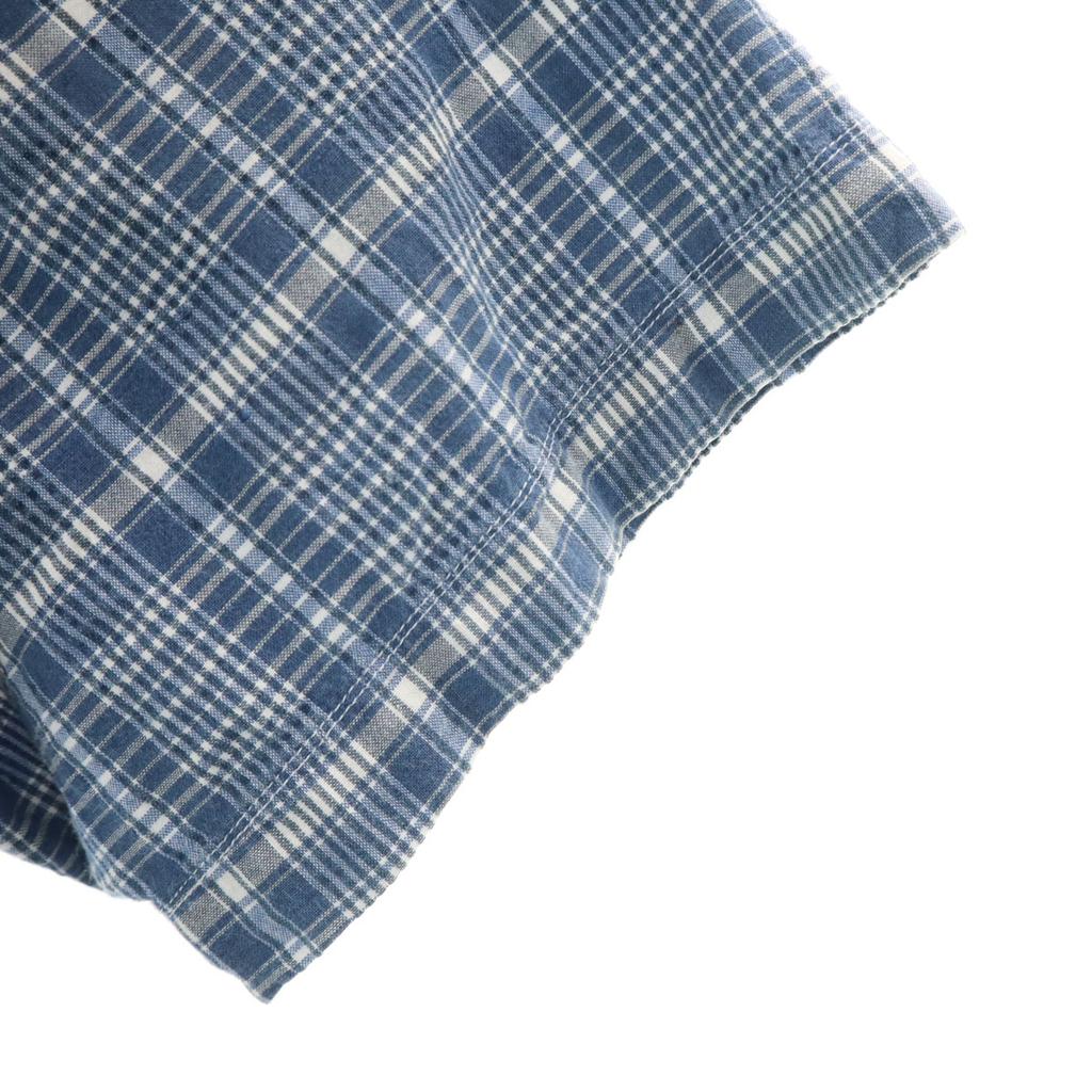 Uniqlo Old Check Pattern Short Sleeve Seersucker Shirt L Blue and Navy Men's Used
