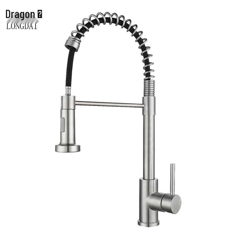 Longdai 304 Stainless Steel Pull-Out Spring Kitchen Faucet