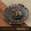 Double-Layer Antique Lotus Incense Burner for Tea Ceremony and Buddha Worship with Multi-Hole Sandalwood Stick Holder.