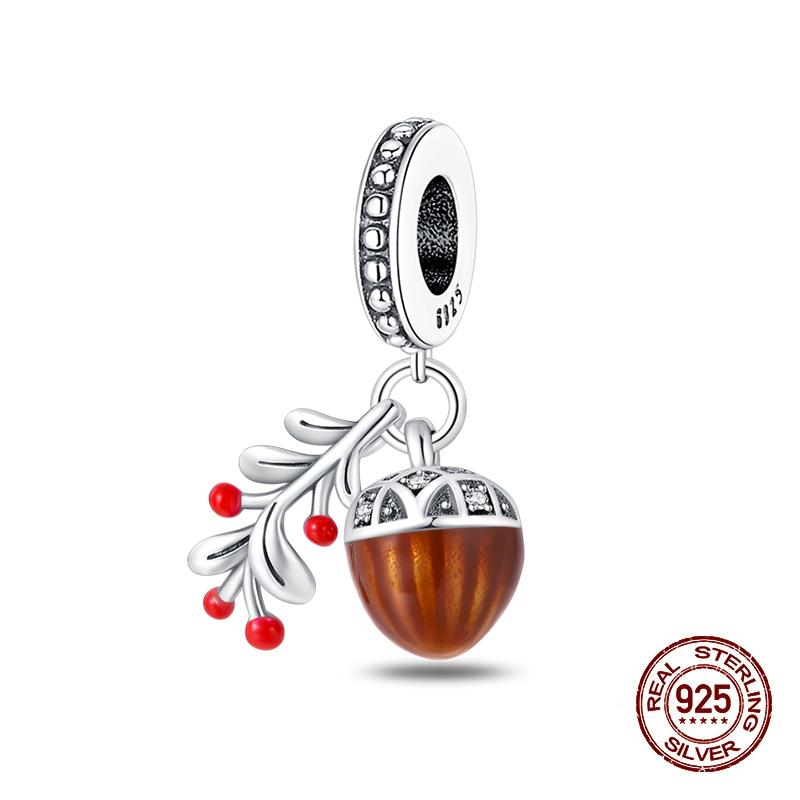 Autumn New Copper Brown Maple Leaf Pumpkin Bee Charms Bead Fit 3Mmoriginal Bracelets Diy Jewelry Warm Gift