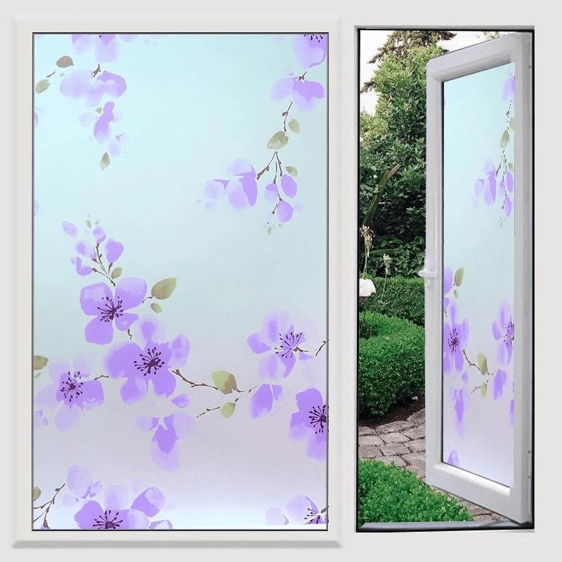 

Translucent Opaque Bathroom Bathroom Door Anti-glare Privacy Window Sticker Purple plum blossom