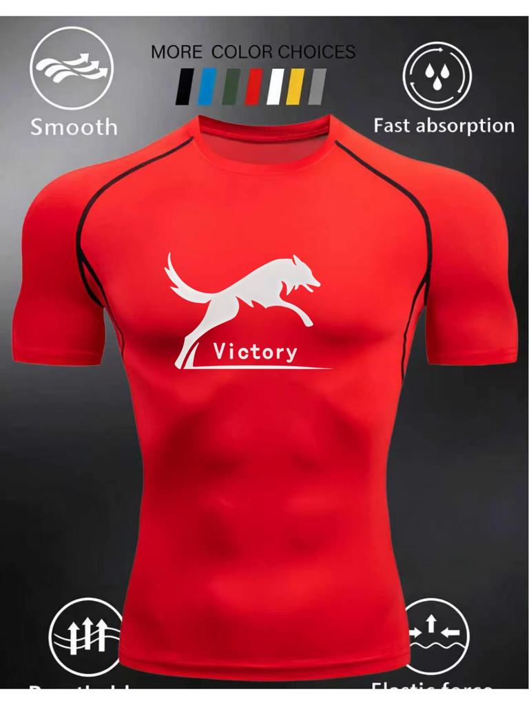 Men's Short Sleeve Compression T-Shirt Breathable Elastic Strength/Motivational Style Training Top