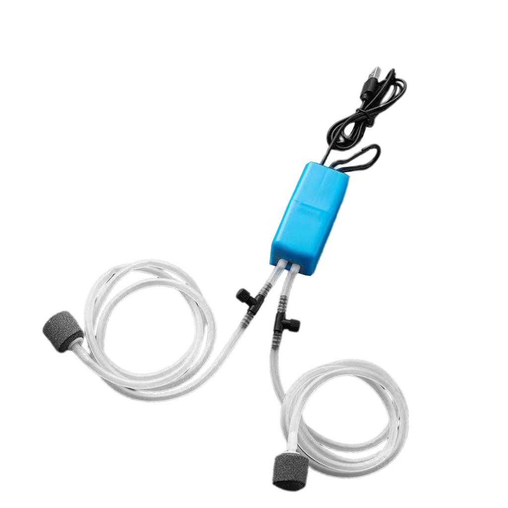 Pompa Ossigeno USB per Pesci Portatile Silenziosa Doppia Uscita Pompa Ossigeno per Pesca Acquario Domestico
