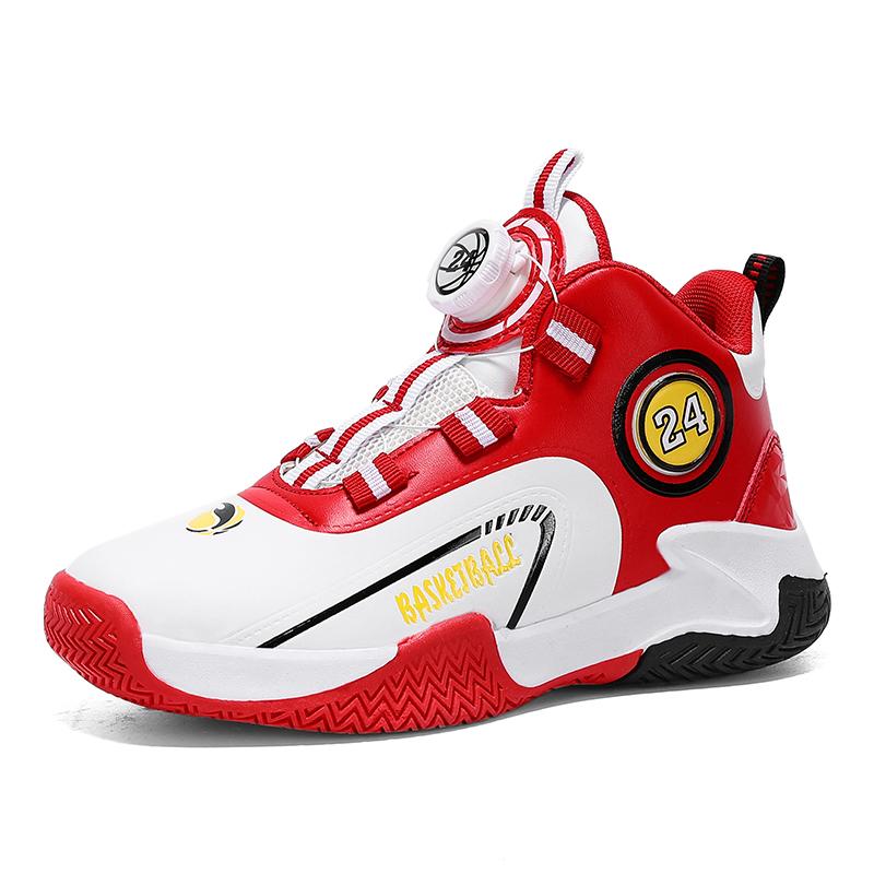 Herbst/Winter Kinderleder Drehverschluss Basketballschuhe für Jugendliche und Kinder Sport Professionelle Basketballschuhe