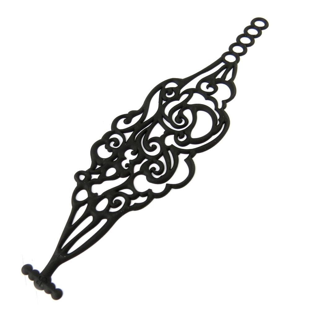 Les Trésors De Lily [P0693] - Black 'Batucada' Designer Bracelet (Clouds)