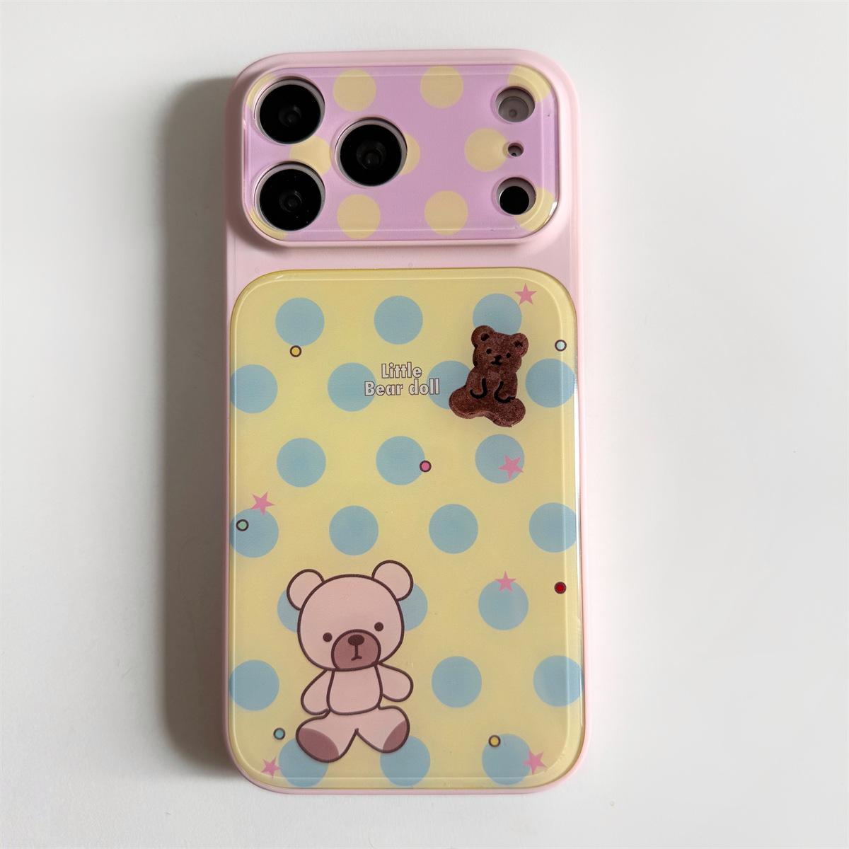 

Polka Dot Bear iPhone 15/16/17 Pro Max Anti-Fall Case with Cartoon Design iPhone 17