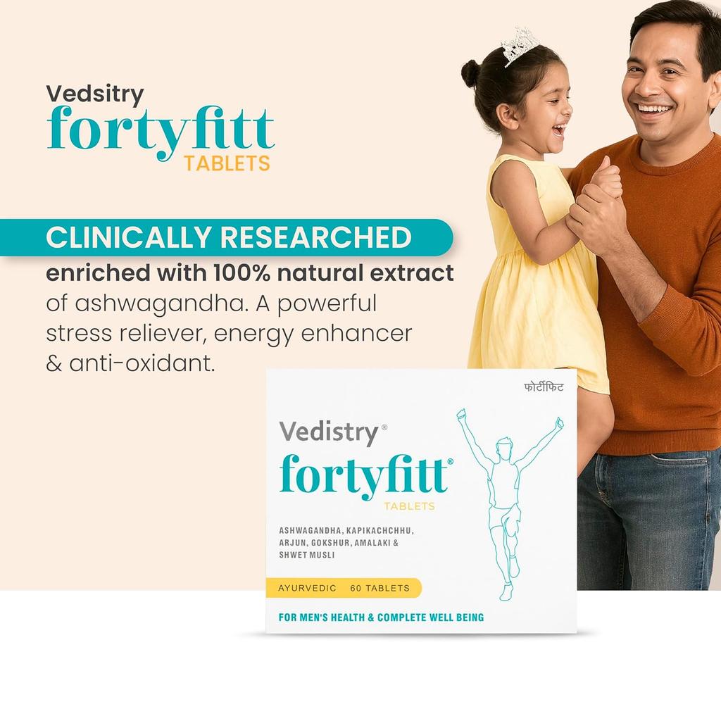 Vedistry Fortyfitt Tablets for Men 40+ | Boost Energy, Stamina, Immunity & Hormonal Balance – 60 Tabs