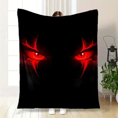 "Fiery Red Devil Eyes Phone Wallpaper"Blanket Flannel Throw Blanket for Sofa, Bed, Travel, Camping, Office