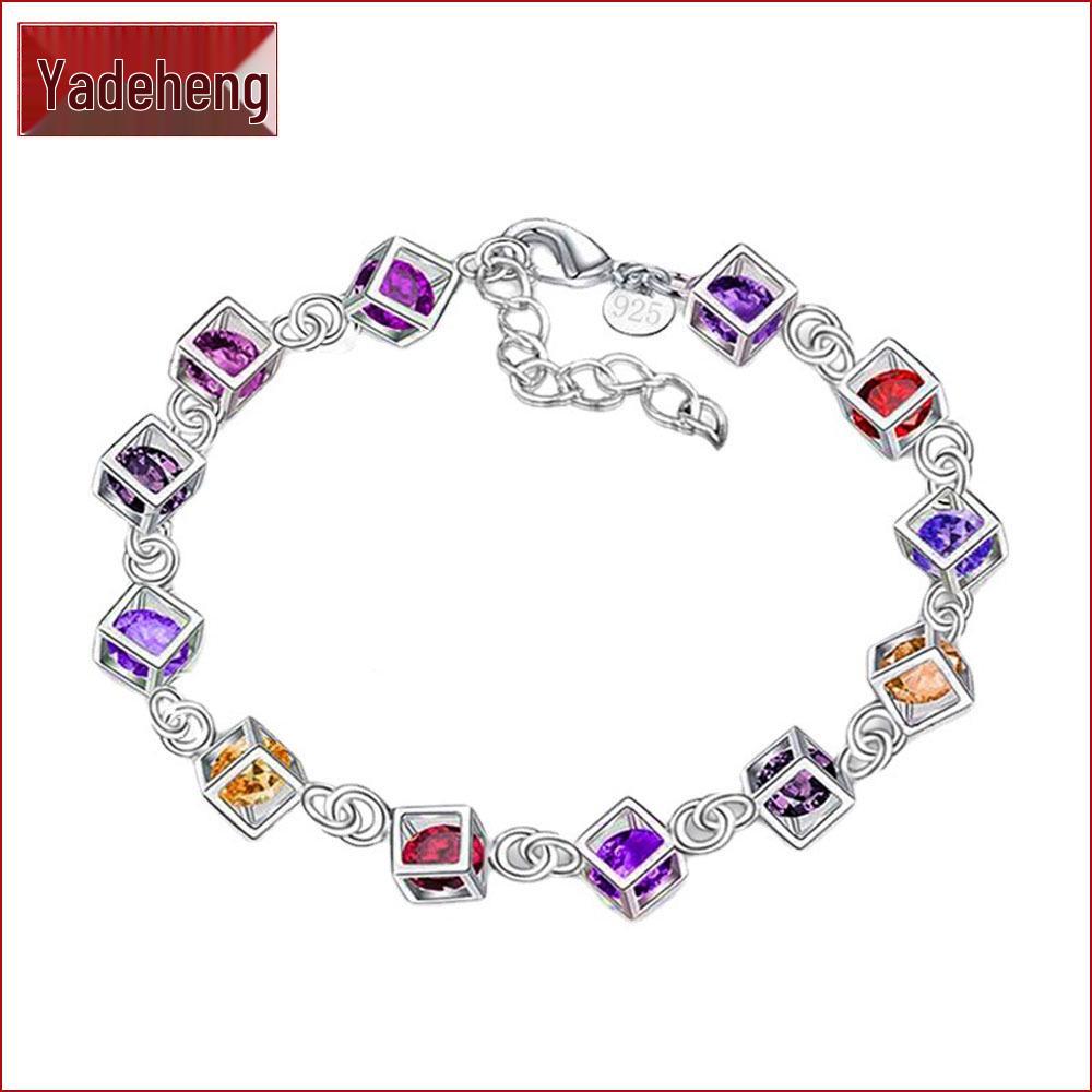 

Посеребренный браслет с цветными бриллиантами - Модный европейский и американский дизайн