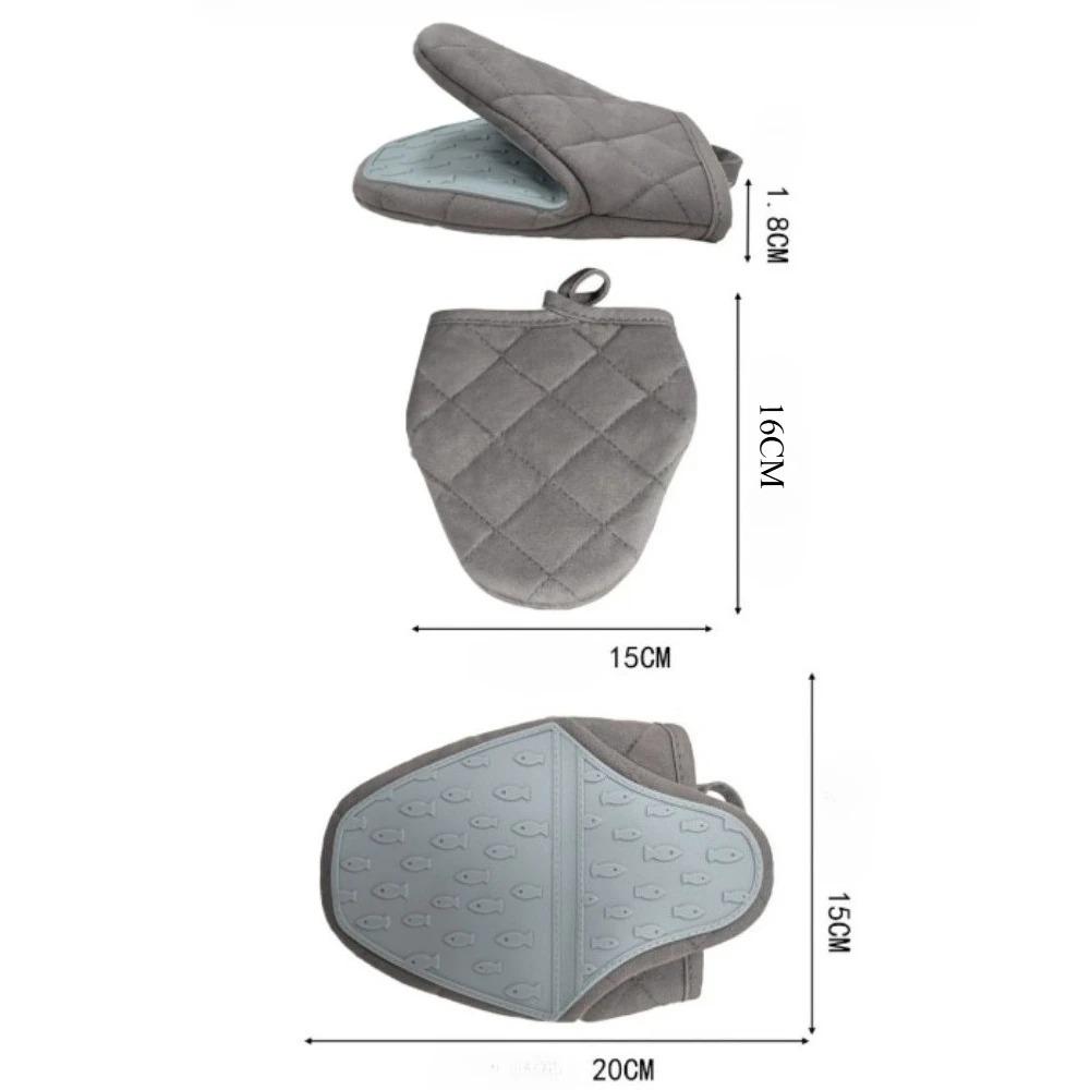 Mini Oven Mitts Pot Holders Sets Heat Resistant Silicone Oven Mitts Non-Slip Kitchen Mittens Soft Cotton Lining Flexible