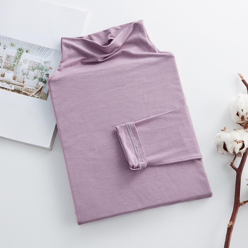 

Женский топ-топ из модала с высоким воротом и длинными рукавами, осень 2023 года L фиолетовый