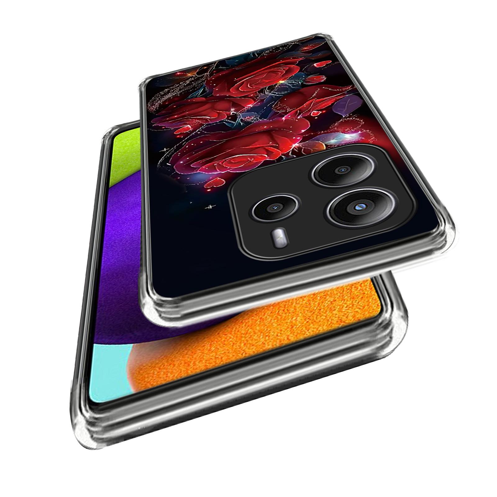 

Для Xiaomi Redmi Note 14 4G (163,25 мм) Чохол IMD Друк візерунка TPU Протиударний Чохол для телефону Blue Roses