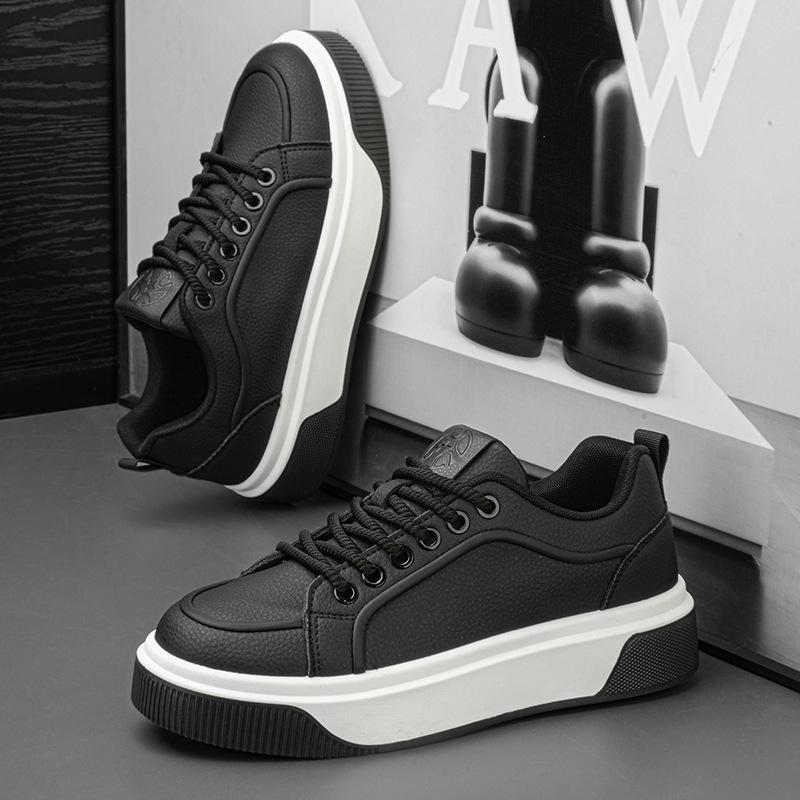 Winter new student sports and leisure leather thick-soled comfortable little white board shoes