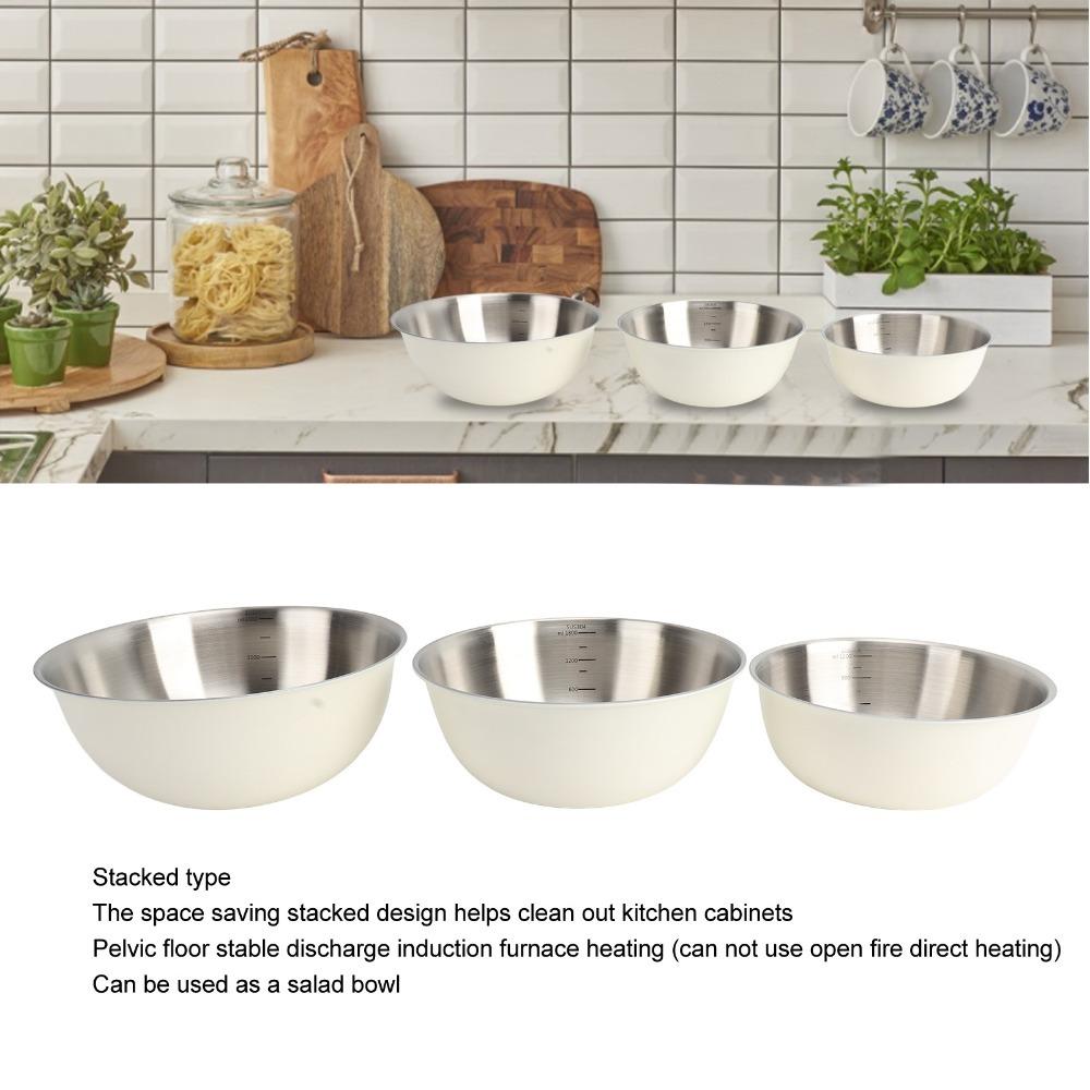 3Pcs Round Multi-purpose Bowl Marked Fruit Cleaning Bowl Fruit Vegetable Cleaning