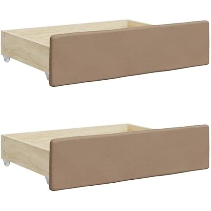 Tiroirs de lit - VIDAXL - 2 pcs - Cappuccino - Bois d'ingénierie - Similicuir durable