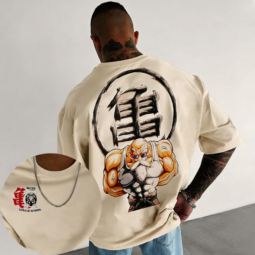 Dragon Ball Anime Turtle Immortal Sports Print Loose Heavy Cotton Short Sleeved Tshirt Mens Top