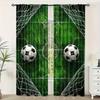 2PCS football printed curtains, pole bag design, privacy protection, suitable for decorating various scenes
