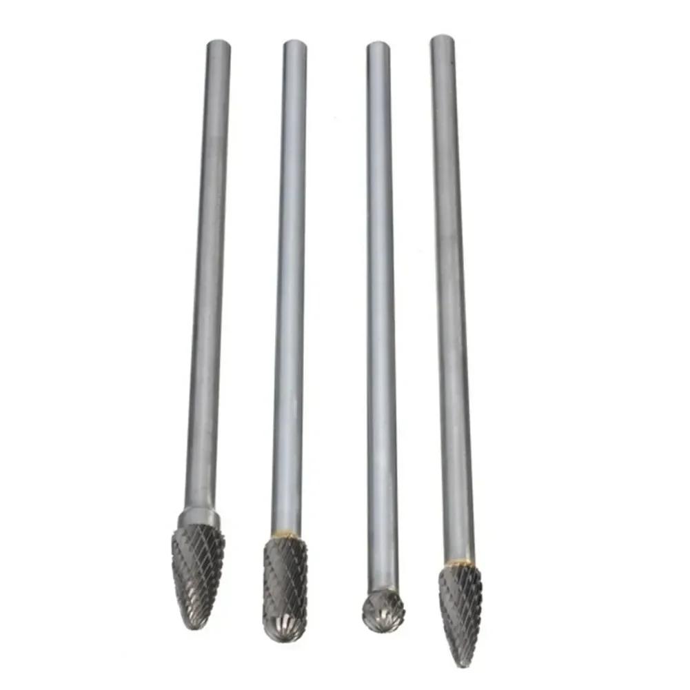 Tungsten Carbide Cutter, 8/10mm Cutting Diameter, 4pc Rotary Burr Set For Cast Iron And Non Metallic Materials