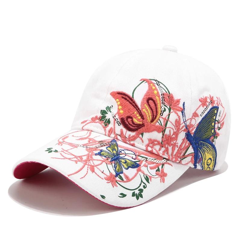 New Embroidery Butterfly Floral Women Baseball Cap Outdoor Visor Casual Adjustable Anti-uv Trucker Hats Fashion Snapback Dad Hat