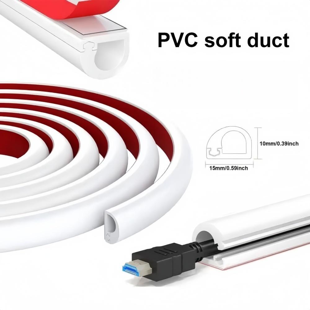 1PC Cord Management Channel Invisible Decorative PVC Wire Cover Anti-Step Protector Adhesive Soft Cable Raceway with Cap