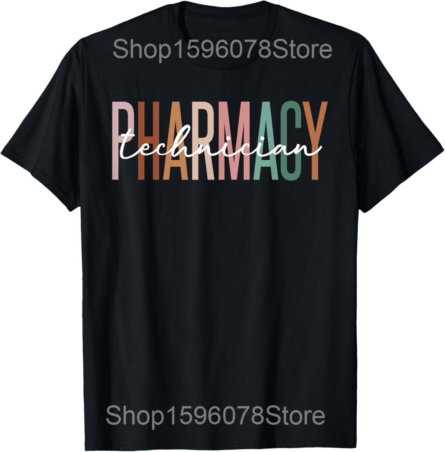 Сертифицированный фармацевт-техник Pharm Tech Фармацевт Футболки Мужские Юмор Уличная одежда Футболка С коротким рукавом Унисекс Свободная одежда S