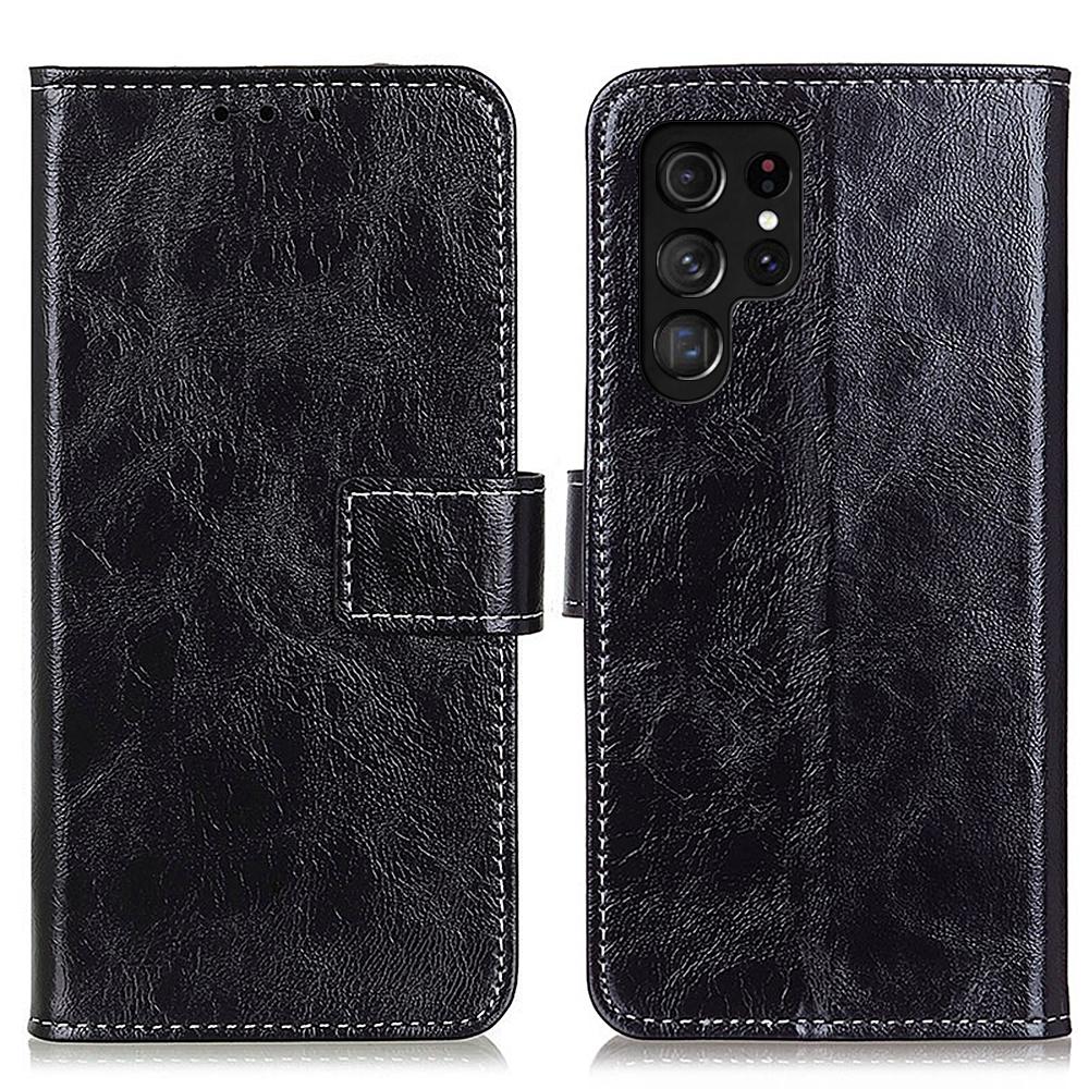For Samsung Galaxy S25 Ultra Case Crazy Horse Texture Leather Phone Wallet Cover