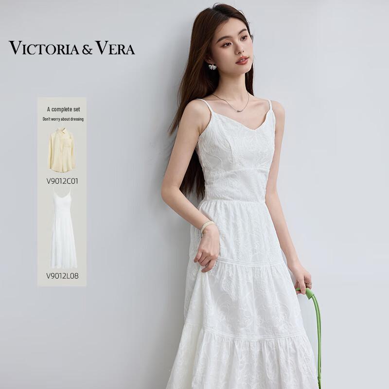 

VICTORIA&VERA Embroidered V-Neck Tiered Camisole Dress S