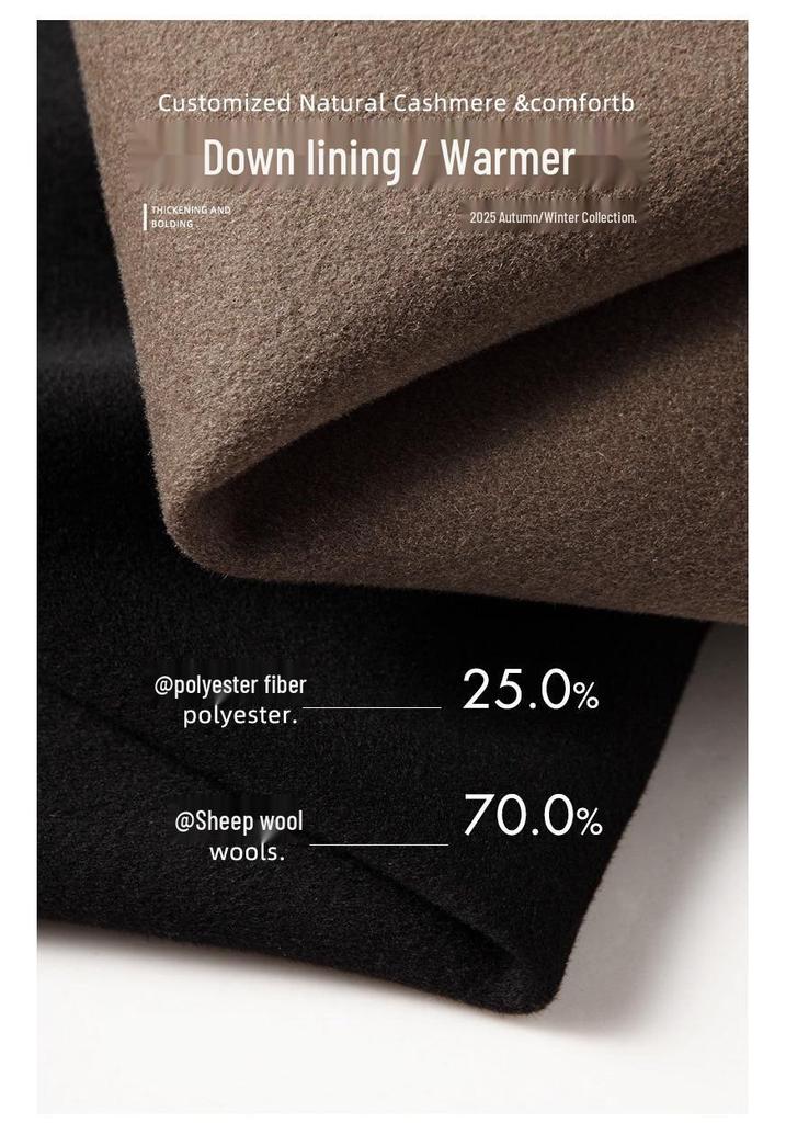 Men's 2025 Autumn/Winter Hooded Wool Coat with Detachable Down Liner - Youth Business Double-Sided Short Jacket.