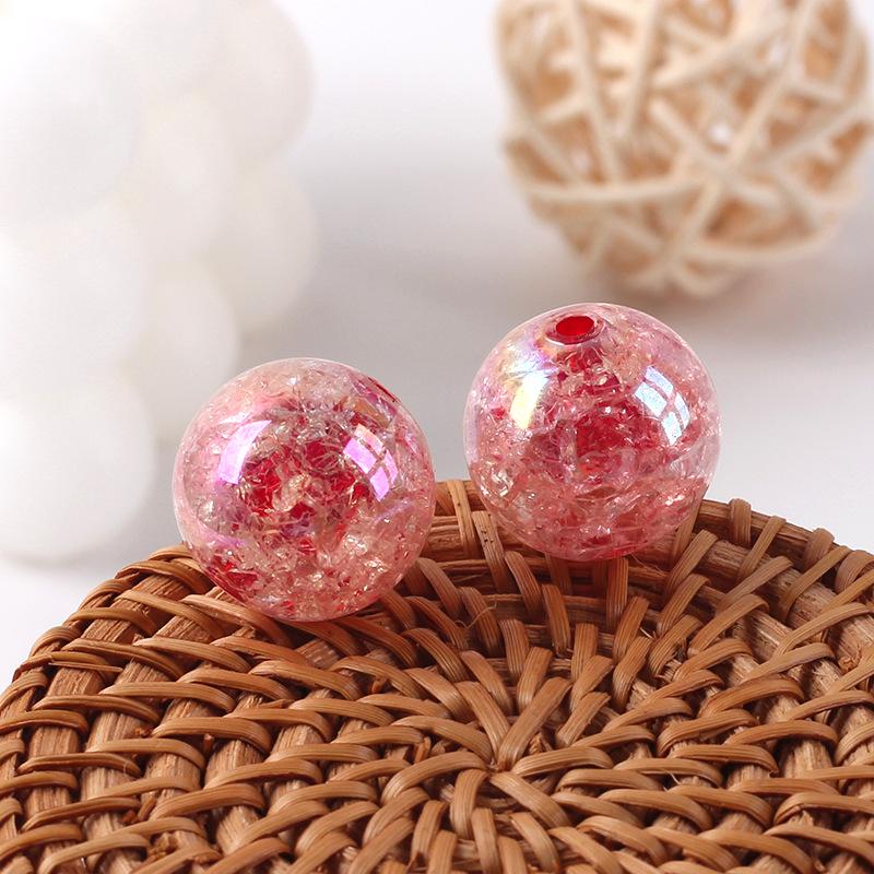 Acrylic Transparent Plated AB Color Bursting Straight Hole Pattern Round Plastic DIY Floral Colored Beads Jewelry Accessories