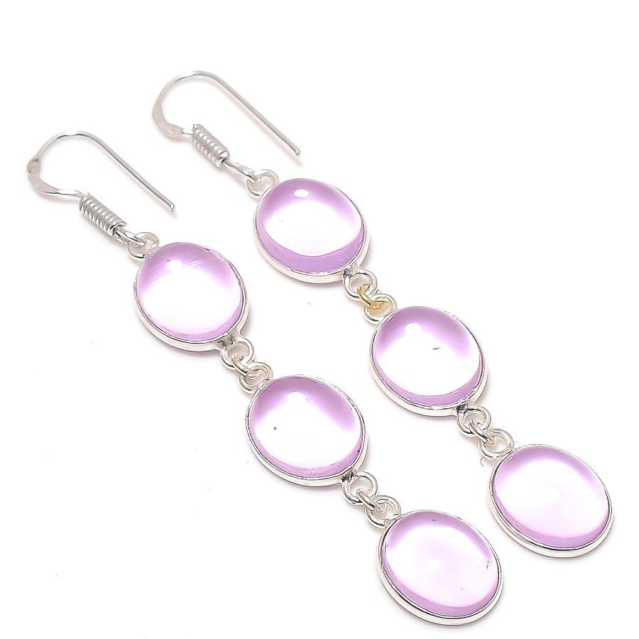 

Ювелирные серьги из стерлингового серебра 925 пробы с натуральным розовым кунцитом 2,76 дюйма f7K96