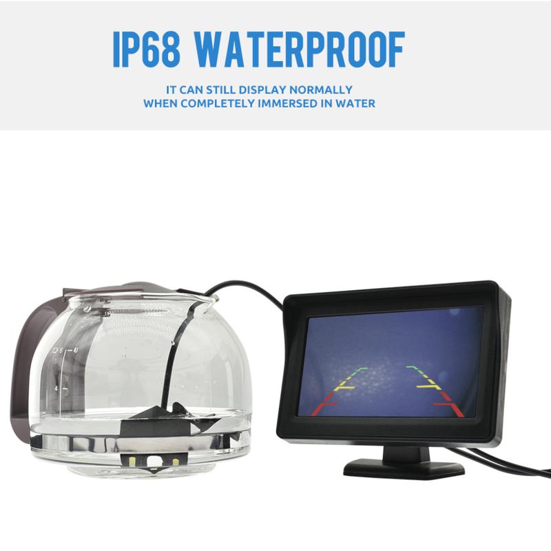 Car Rear View Camera Wide Degree 4.3" TFT LCD Display or Monitor Waterproof Night Vision Reversing Backup 2In1 Parking Revere