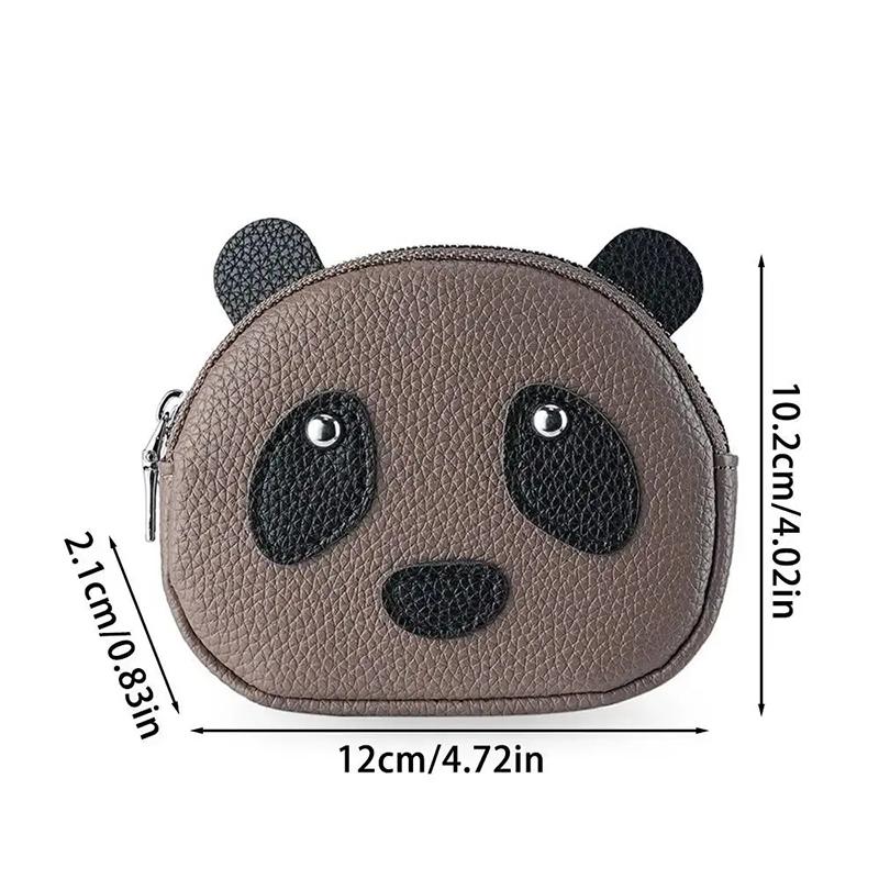 Przenośny Dwupoziomowy Kreatywny Portfel Panda Jednokolorowy Mini Portmonetka na Zamek Błyskawiczny Etui na Słuchawki Kopertówka Mała Torebka na Drobiazgi Damska