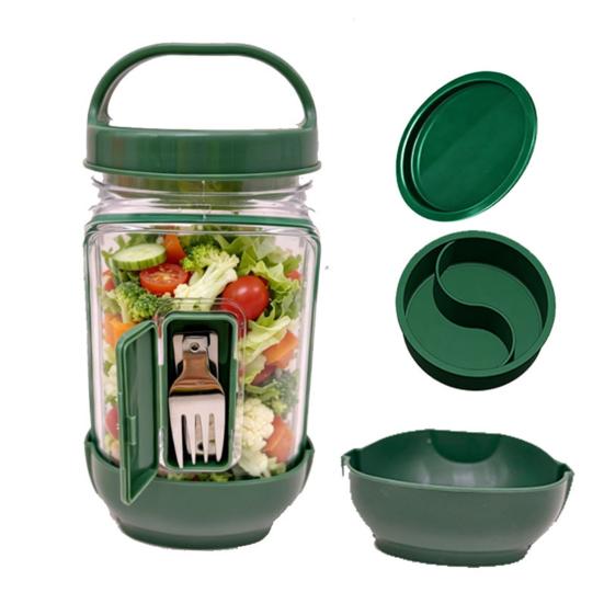 Barattolo per Insalata con Apertura Laterale Contenitore per Insalata Scatola Ermetica per Meal Prep con Scomparto per Condimento Ciotola Riutilizzabile Sicura per Alimenti per Viaggio Ufficio Pranzo