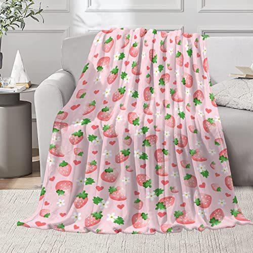 Strawberry Blanket Soft And Comfortable Flannel Plush Portable Sofa Nap Blanket