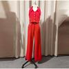 2025 Spring and Summer New Women's Solid Color Blouse Sleeveless Waist Two-piece Casual Trousers Suit