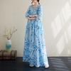 Vacation Style Travel Round Neck Retro Long Dress