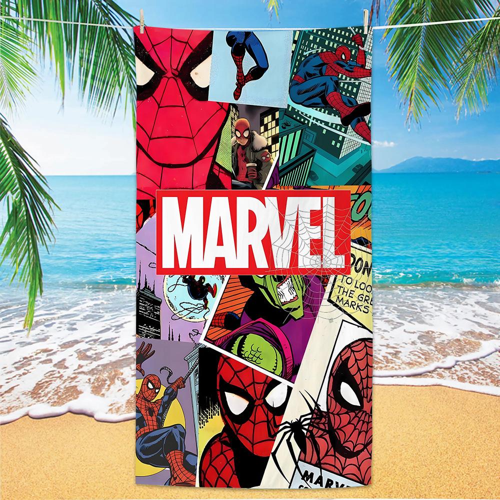Kids Spider-Man Beach Towel Superfine Fiber Dual-Side Fleece Quick-Dry Absorbent Outdoor Travel Bath Towel Marvel
