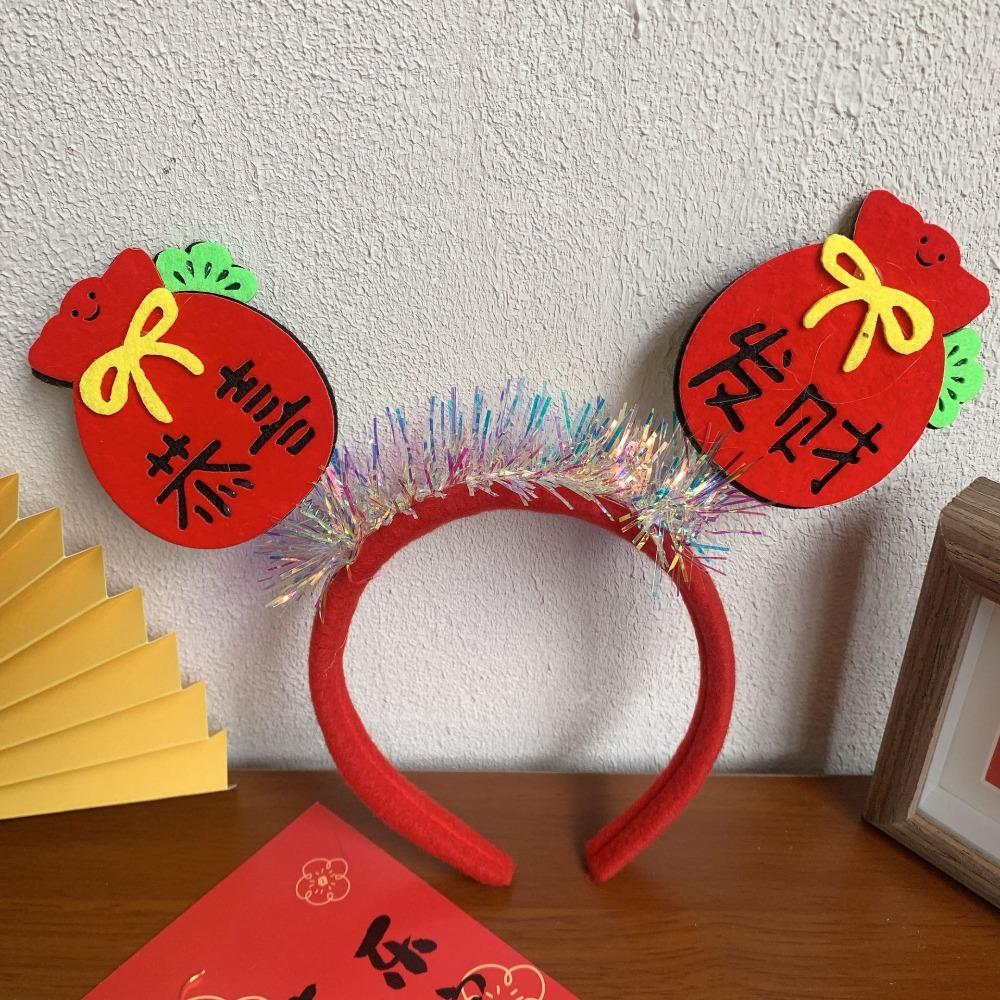 Cartoon Snake Year Headband Red Hairband Festive New Year Headwear  Party Decoration