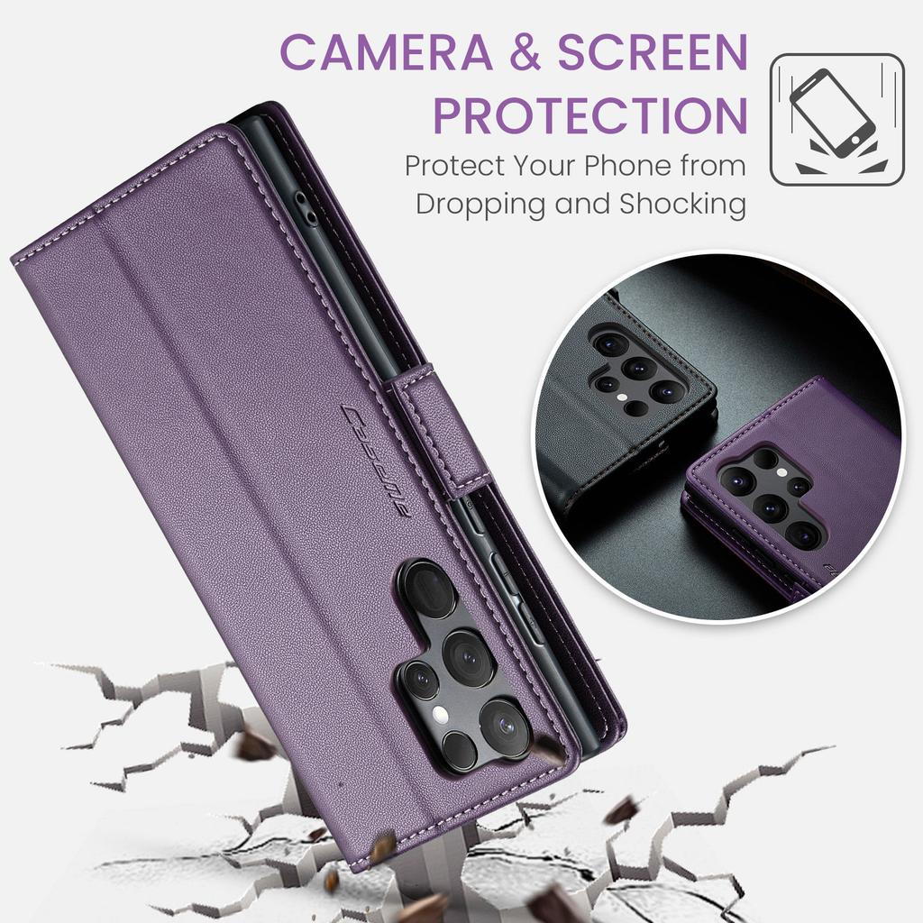 CaseMe for Samsung Galaxy S23 Ultra S22 Plus S21 S20 FE S10 Note 20 10 Leather Flip Wallet Case Magnetic Card Holder Phone Cover