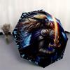 Viking Warrior with Sword Circular Art PrintUmbrella, Portable 3-Fold Compact Umbrella for Men & Women Gift