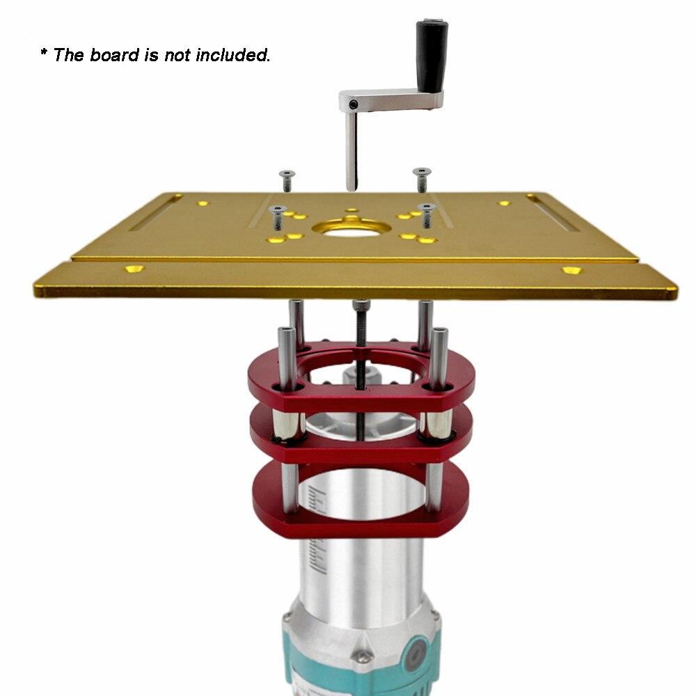 Router-Hubtisch, Aluminium-Hebeplattformständer, Holzbearbeitung für Motoren mit 64–66 mm Durchmesser, Graviertrimmer, Graviermaschine