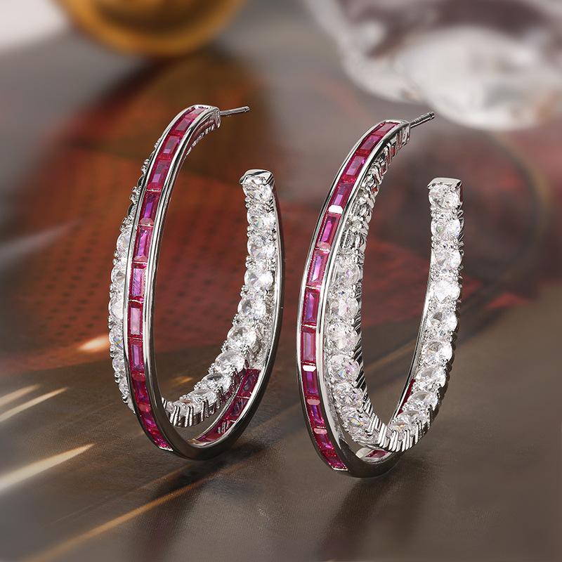 

Earrings Women S Style Silver Needle Earrings Inlaid Zircon Light Luxury Premium Versatile