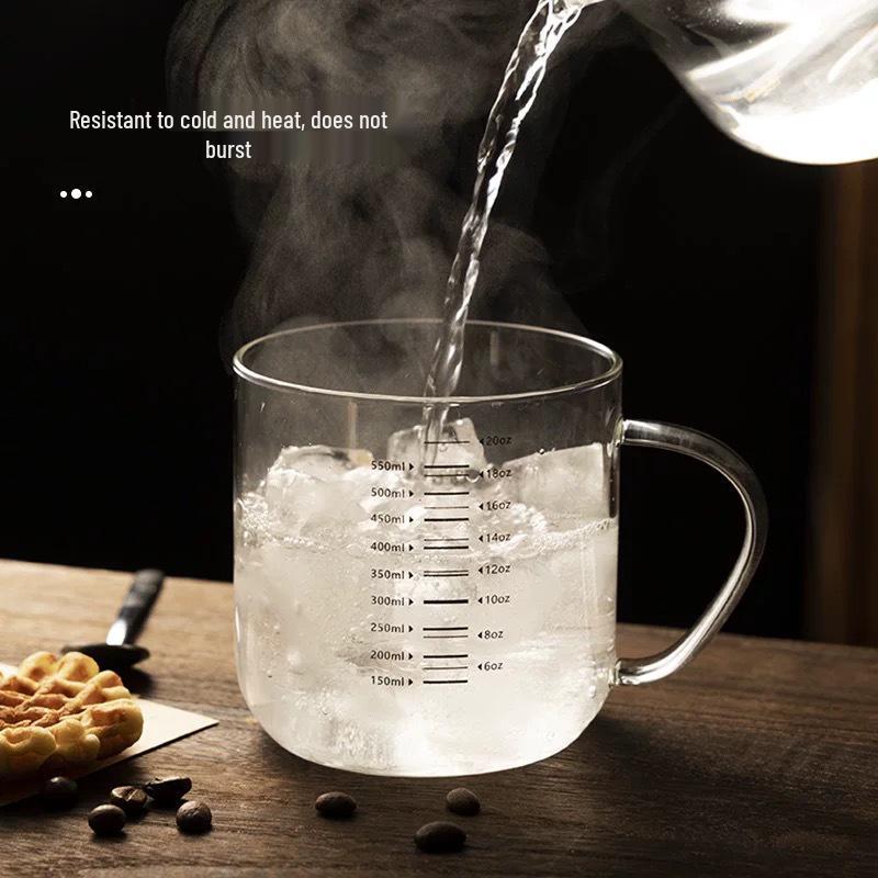 Microwaveable High-Borosilicate Glass Measuring Cup for Milk, Soy Milk, Water, and Breakfast Use