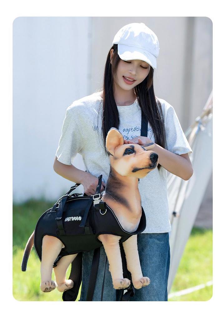 BABYDOBO Double Shoulder Crossbody Backpack for Medium & Small Dogs - Portable Cycling Pet Carrier