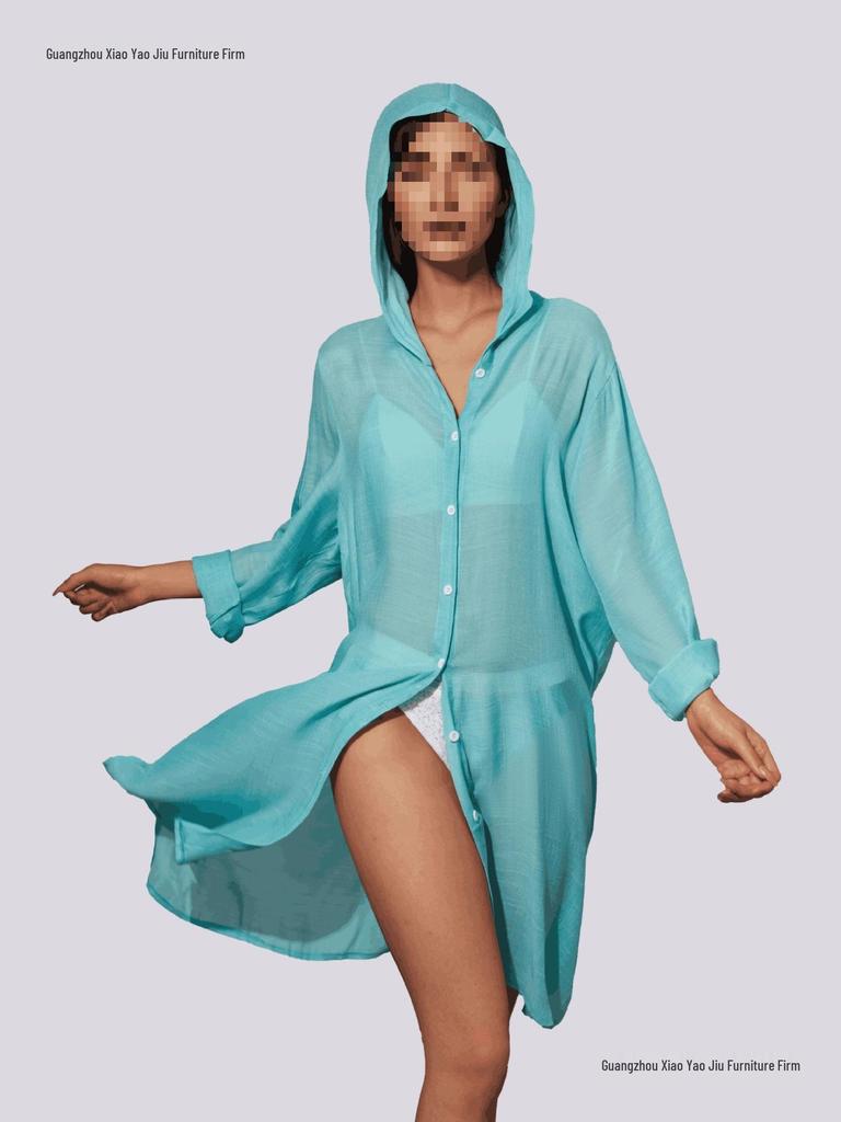 Damen Langarm Kapuzen Strand-Überwurf Strickjacke
