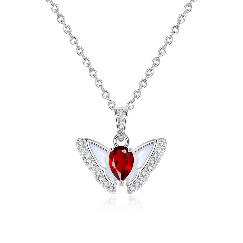 

Natural crystal stone Fritillary butterfly pendant s925 sterling silver light luxury necklace women s niche high-enddesign clavicle chain fashion gift 925 silver