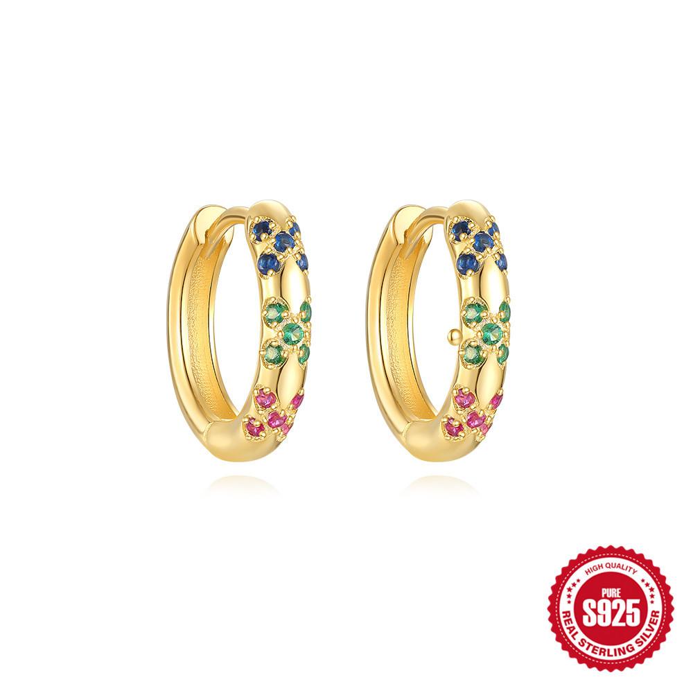 S925 Sterling Silver Personality Diamond Set Love Chain Glossy Luxury Earrings Ear Buckles Earrings Huggie Hoops