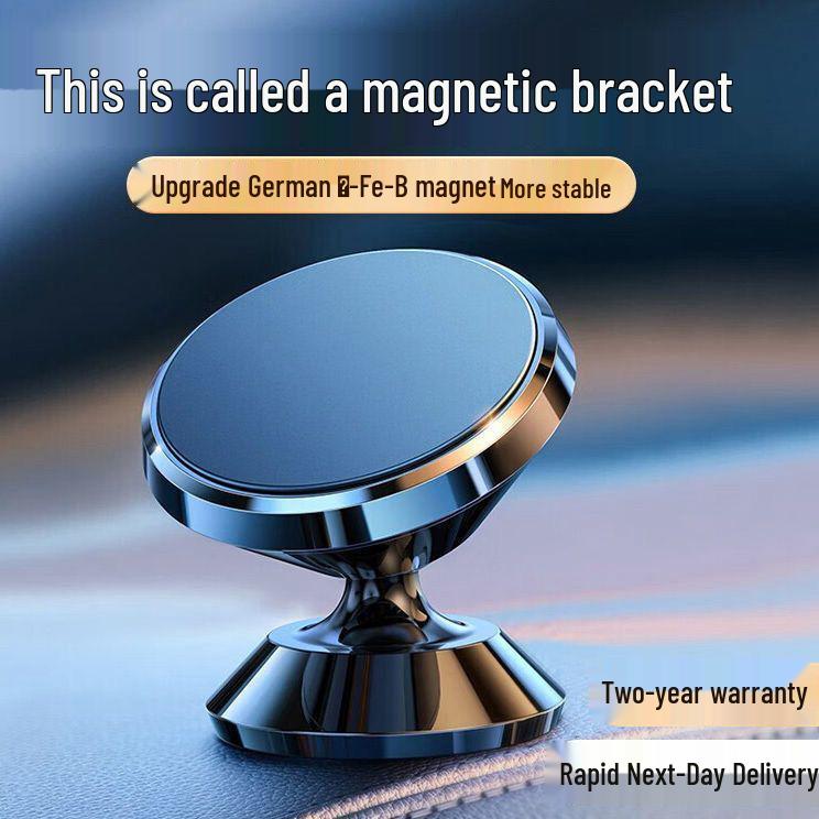 Magnetic Suction Cup Car Phone Holder for Dashboard & Air Vent Alloy Black [360° Rotation]